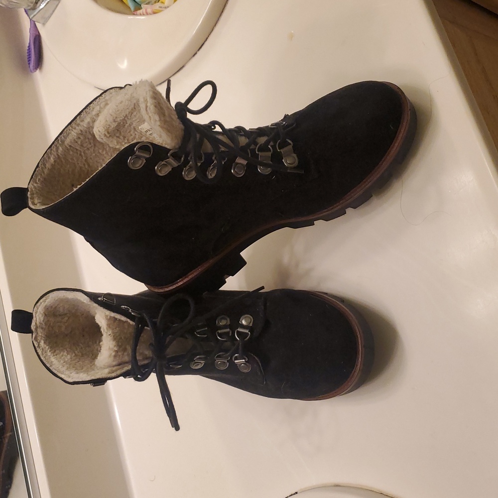 Black Suede Lace-Up Boots